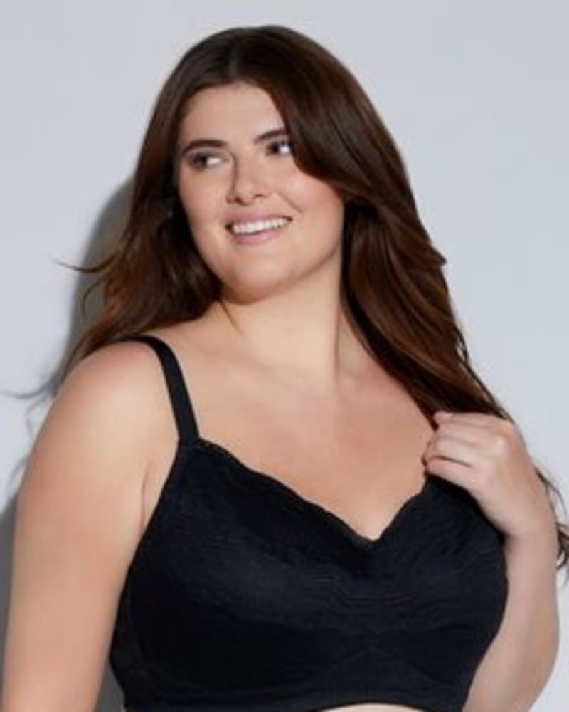 Front of a model wearing a size 1X Ally Bralette in Black by Cosabella. | dia_product_style_image_id:253518
